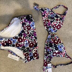 Anne Cole Floral Bikini Set - Red, Purple, Blue